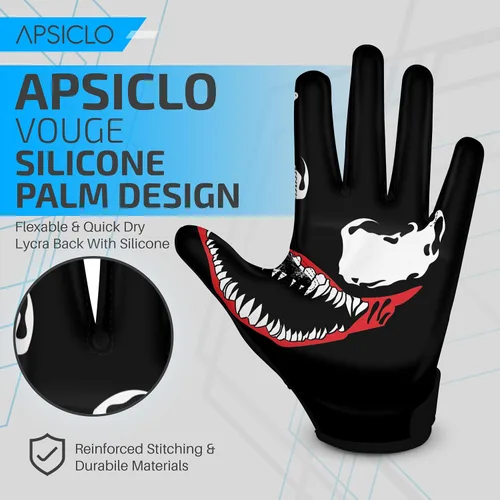 Miniatura 3 de Guantes de fútbol adhesivos para receptores con agarre de silicona, tallas para jóvenes y adultos