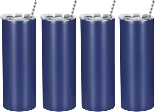 Miniatura 15 de Paquete de 4 vasos delgados de 20 onzas, juego de vasos delgados de acero inoxidable en caja de regalo individual, 20 onzas de capacidad, vaso