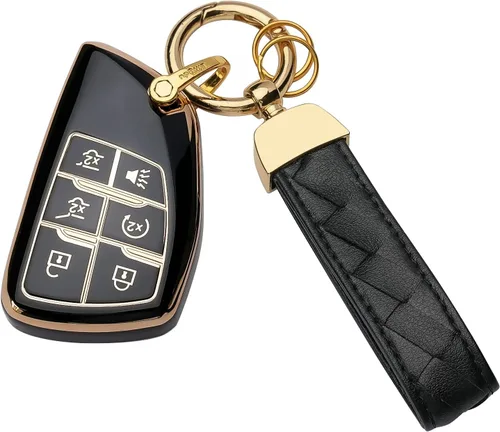 para llave con llavero Chevrolet, compatible con camioneta GMC Silverado Sierra 1500 2500HD 3500HD 2021-2025, funda inteligente de llave de 6 Negro