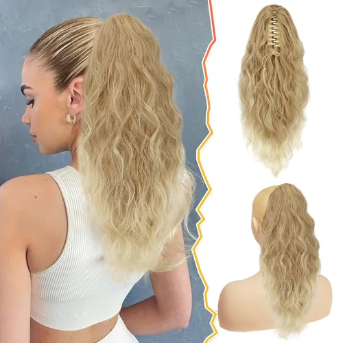 Miniatura 9 de BARSDAR Extensión de cola de caballo negra, extensiones de cabello de cola de caballo con clip de garra de 18 pulgadas para mujer, extensiones
