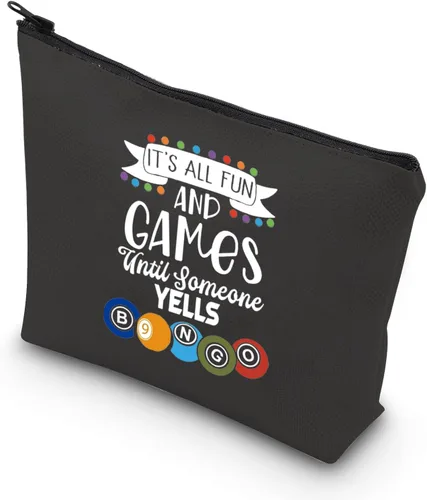 TSOTMO Divertido regalo de jugador It's All Fun And Games Until Someone Grits Lucky Bag para mujeres amantes de los juegos, Beige, Blk-gritos Bingo