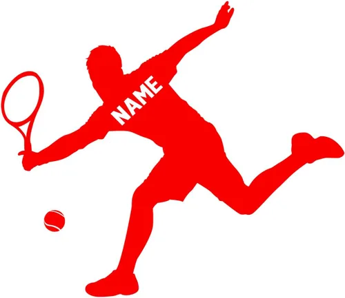 VWAQ Calcomanía de pared de jugador de tenis personalizada, calcomanía de pared deportiva con nombre personalizado para habitación de niños, CS24