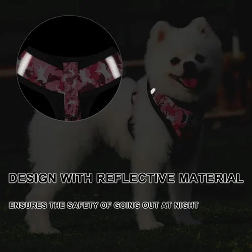 Miniatura 7 de Juego de arnés y correa para perros pequeños, ajustable, reflectante, sin tirones, chaleco para cachorro con collar de corbatín, correa y bolsa