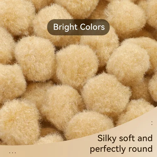 Miniatura 3 de MORFEN 150 pompones para manualidades, color beige brillante de 1 pulgada, bolas de pompón mullido, pequeños pompones para manualidades, proyectos