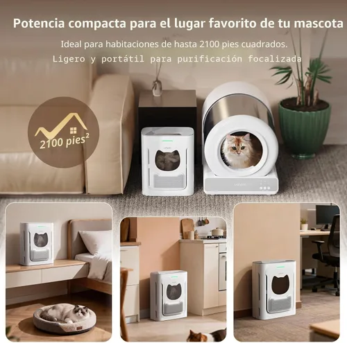 Miniatura 7 de uahpet Purificador de aire para mascotas para el hogar, reduce el pelo de las mascotas, la caspa, los olores, el polvo y el humo para habitaciones