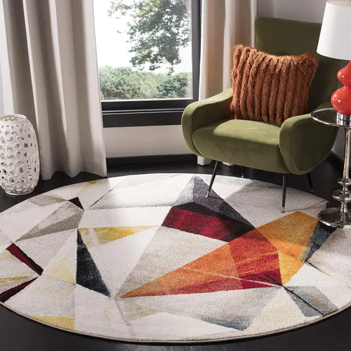 Miniatura 8 de SAFAVIEH Porcello Collection - Alfombra decorativa de 2 pies 3 pulgadas x 4 pies, gris claro y naranja, diseño abstracto moderno, no desprende
