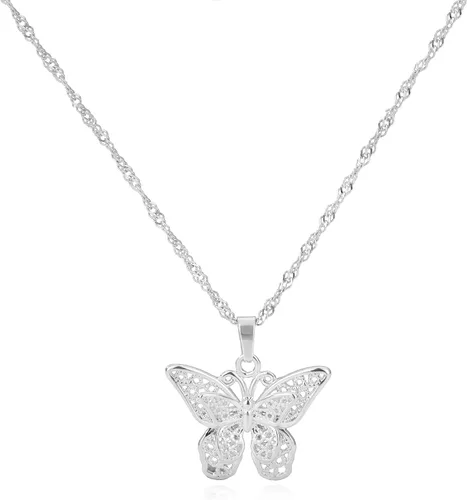 Miniatura 6 de VAttract Gargantilla de mariposa chapada en oro de 18 quilates, gargantilla de 15 pulgadas, gran regalo para esposa o novia, Metal, No es una piedra