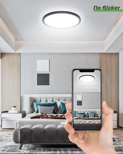 Miniatura 4 de zemty Lámpara de techo negra de 12 pulgadas, lámpara de techo LED de 28 W 3200 lm, 3 temperaturas de color en una lámpara de techo moderna de 3000