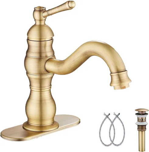 Miniatura 13 de Grifo giratorio de 360 ° con un solo orificio para lavabo de baño, desagüe desplegable a juego sin desbordamiento, bronce aceitado Bronce frotado