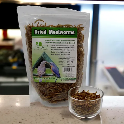 Miniatura 2 de Songbird Essentials Gusanos de harina secos para aves silvestres, gusanos de harina 100% naturales para pollos, pájaros azules, reptiles y patos