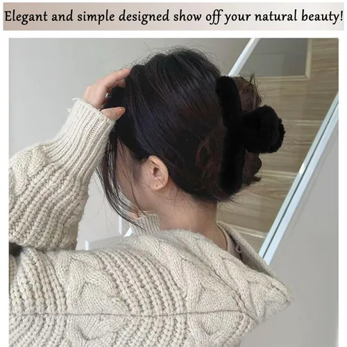 Miniatura 3 de 2 pinzas peludas para el cabello de felpa para cabello grueso y delgado, pinzas grandes antideslizantes de pelo sintético para mujeres