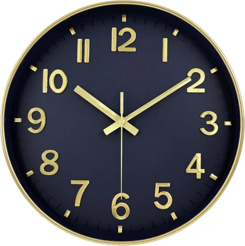 Miniatura 11 de Reloj de pared negro, reloj de pared de 8 pulgadas, funciona con pilas, redondo, moderno, sin tictac, silencioso, digital, analógico, pequeño, reloj