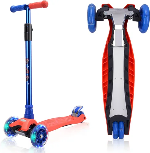 Miniatura 12 de Patinete de 3 ruedas para niños de 6 a 12 años, patinete infantil con ruedas iluminadas, diseño de cubierta resistente y 4 alturas ajustables, Rosa