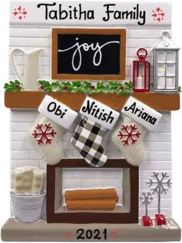 Miniatura 2 de Adorno personalizado para árbol de Navidad familiar de 3 chimeneas 2024 – Decoración de manto de calcetín de invierno, regalo de amigo, primo