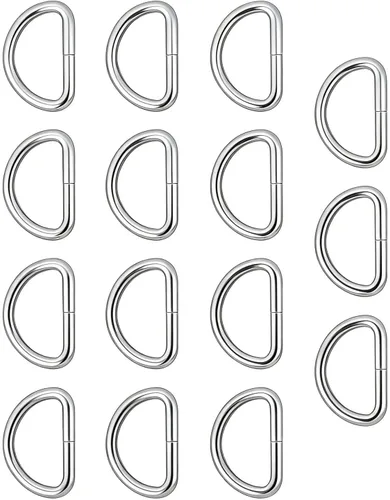 Wuuycoky Silvery D Rings Buckles D-ring Non-welded For Webbing Strapping 0.5" / 0.6" / 0.8" / 1" / 1.25" / 1.5" / 2" Optional 15 unidades de plata