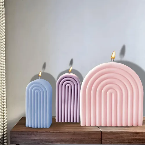 Miniatura 5 de Surakey Juego de 3 piezas de moldes de silicona geométrica de arco iris epoxi en forma de U, molde de vela de arco hecho a mano para bricolaje