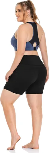 Miniatura 6 de ZERDOCEAN Pantalones cortos de ciclismo para mujer, talla grande, de 8 a 5 pulgadas, cintura alta, para yoga, entrenamiento, deportes, atletismo