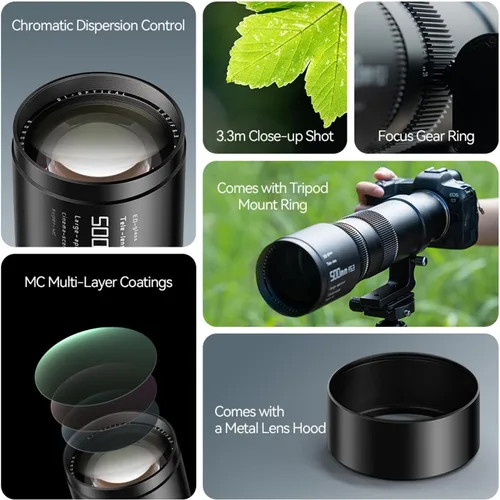Miniatura 5 de TTArtisan 19.685 in F6.3 X-Mount para Fuji X, Super Telefoto Manual Focal Lente para Fuji X-Mount Cámaras X-T30 X-T3 X-T4 X-T5 X-T100 X-T200 X-T30