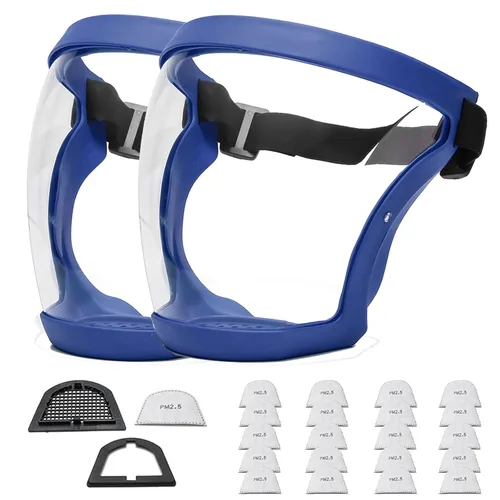 Miniatura 9 de Anti-niebla de cara completa Escudos activos Protección expresión visible transparente transpirable cómodo adultos reutilizable (negro, 5PCS)