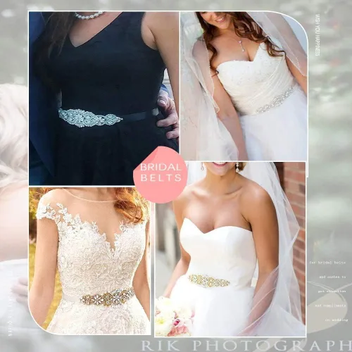 Miniatura 7 de Ulalaza Vestido de noche de graduación para mujer, con cintura decorativa, bandas de cristal para novia, cinturón de boda con diamantes de imitación