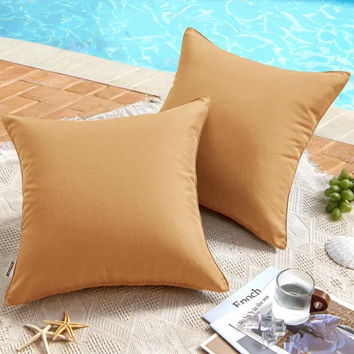 Miniatura 30 de MIULEE - Juego de 2 fundas de almohadas decorativas para exteriores, impermeables, cuadradas, para jardín, para cenador de primavera, tienda de Negro