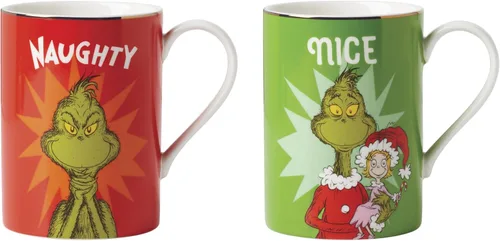 Miniatura 11 de Lenox 896338 Tarro de dulces cubierto con texto en inglés "Merry Grinchmas", decoración navideña y festiva