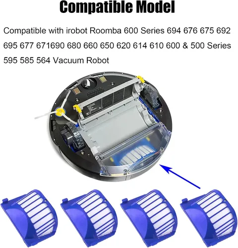 Miniatura 2 de Filtros de repuesto para irobot Roomba 600 Series 694 676 675 692 695 677 671 690 680 660 650 620 614 610 600 & 500 Series 595 585 564 Robot