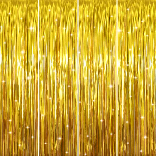 Miniatura 51 de GOER - Cortinas de tiras metálicas/oropel para fiestas, telón de fondo para fotos, Halloween, cumpleaños, decoración de bodas, de 3.2 x 9.8 pies