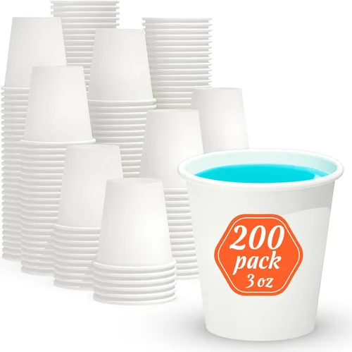 Dealusy 200 tazas de café desechables de 3 onzas, tazas de enjuague bucal para baño, sin fugas, aptas para alimentos, mini taza de papel pequeña