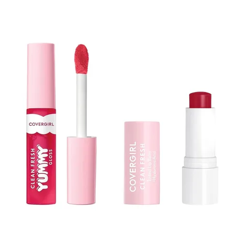 COVERGIRL Clean Fresh Yummy Gloss, You're Just Jelly & Clean Fresh Tinted Lip Balm, I Cherry-ish You Bundle