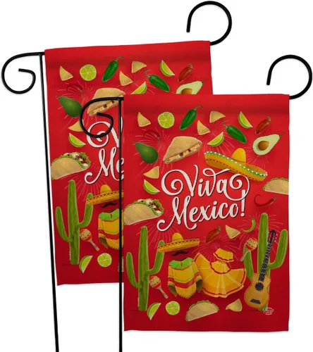 Miniatura 10 de Viva México - Banderas de jardín para fiesta de verano, cactus, piñata, sombrero mexicano, fiesta al aire libre, apoyo a nuestras tropas, pequeño