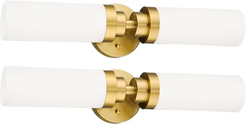 Miniatura 17 de Emak Apliques de Pared Juego de 2, Aplique de Pared Moderno de Baño Dorado Cepillado con Pantalla de Vidrio Esmerilado para Baño, Dormitorio, Sala