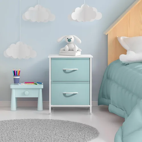 Miniatura 2 de Sorbus - Mesita de noche con 2 cajones - Muebles de noche para niños, mesa auxiliar, mesita de noche - Estructura de acero, tablero de madera
