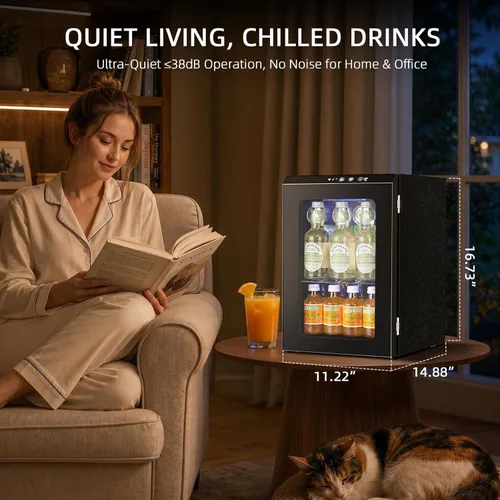 Miniatura 2 de Antarctic Star 18L Mini Fridge Cooler 24Can, Beverage Refrigerator with Quiet Compressor, LED Light,Freestanding Small Fridge with Electronic