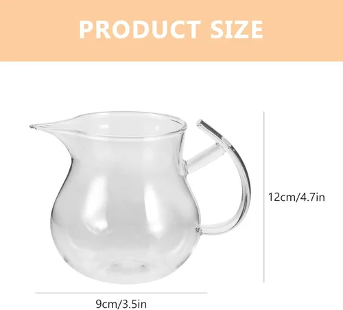 Miniatura 6 de Alipis Jarra de leche de vidrio grueso resistente al calor, taza transparente de 12 onzas para cocina, té, café, 4.72 x 3.54 x 3.34 pulgadas
