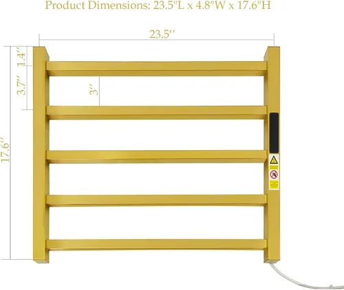 Miniatura 2 de 5 Barras Calentadores de Toallas de Lujo Montados en la Pared Estante de Toallas Calentado, Calentador de Toallas para Baño con Temporizador
