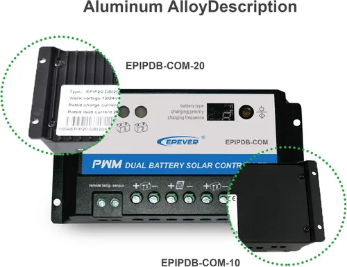 Miniatura 6 de EPEVER Medidor MT-1 remoto con pantalla LCD para controlador de carga solar EPIPDB-COM Serie 10A/20A Sistema de carga de panel solar de doble batería