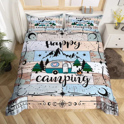 Miniatura 26 de Juego de funda de edredón con reglas de campamento, tamaño Queen para niños, funda de edredón rústica para campamento (sin edredón), funda de Multi