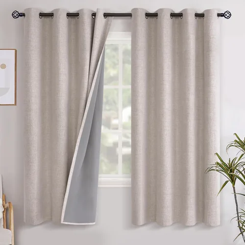 Miniatura 53 de YoungsTex - Cortinas opacas de lino para dormitorio, oscurecimiento de la habitación, cortinas con textura de lino, paneles con aislamiento térmico