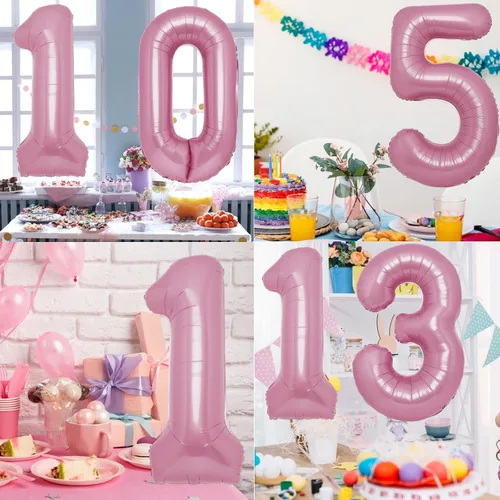 Miniatura 5 de Globos gigantes de 40 pulgadas de color rosa intenso con el número 34, gigantes, gigantes, gigantes, enormes de papel de aluminio de Mylar