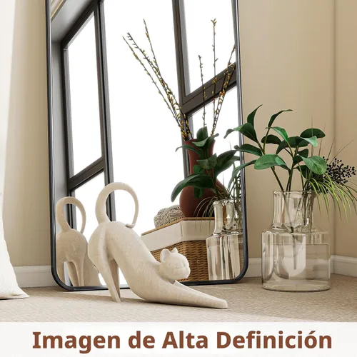 Miniatura 4 de BEAUTYPEAK - Espejo de cuerpo entero negro, espejo de piso de 56 x 21 pulgadas con esquinas redondeadas, espejo para colgar, apoyar contra la pared