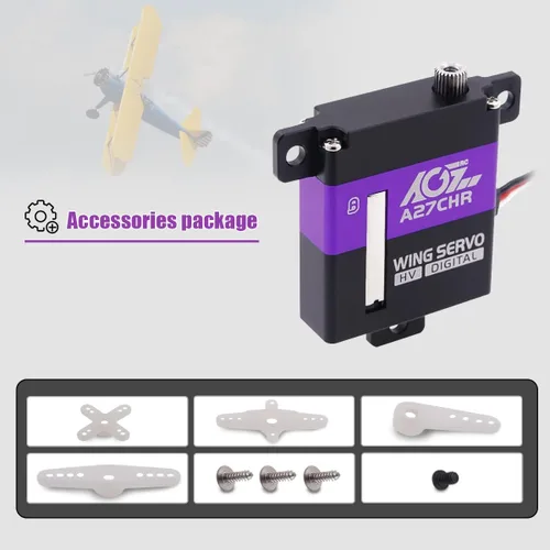 Miniatura 8 de AGFRC Servo micro de alto par de torsión de 22.5 lbs - Servo servomotor digital CNC delgado sin núcleo de engranaje digital para planeador de avión