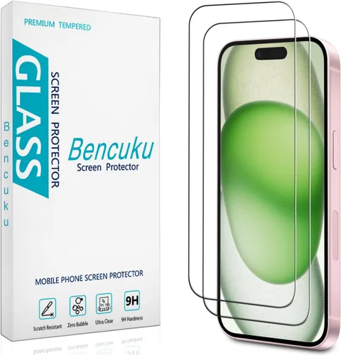 Miniatura 8 de (2 unidades) Protector de pantalla para iPhone 15 de vidrio templado de 6.1 pulgadas, fácil de instalar, sin burbujas, dureza 9H