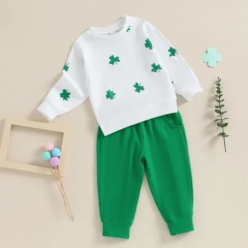 Miniatura 2 de Ropa para el día de San Valentín para bebé, sudadera de manga larga con letras, pantalones deportivos elásticos para otoño e invierno