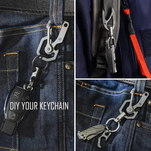 Miniatura 7 de KeyUnity KP03ST Titanium EDC Bolt Action Pen, KU00 Titanium Quickdraw Mosquetón y KM13 Paquete de conector de llavero giratorio KM13