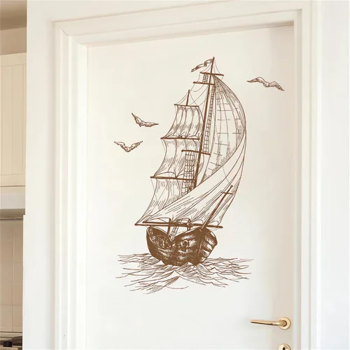 Miniatura 4 de Calcomanías de pared con diseño de gaviota, diseño de un velero, sacinora Travel Adventure, inspirador Wanderlust Velero, calcomanías de pared