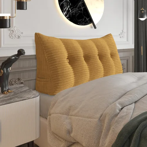 Miniatura 49 de Almohada de cabecera gruesa totalmente rellena individual XL, cabecero acolchado de dormitorio, soporte suave y firme, cojín grande triangular, Azul