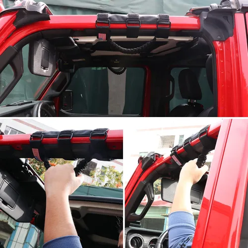 Miniatura 6 de sukemichi Manijas de agarre de la barra de rodillo para accesorios de Jeep Wrangler TJ JK JL Gladiator JT UTV ATV - Hebilla metálica de mejora