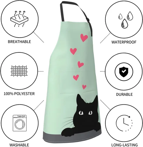 Miniatura 5 de Perinsto Delantal Impermeable para Mascotas Perros Gatos Animales Lindos con Babero para Aseo Cocina Horneado Pintura Jardinería Gato divertido