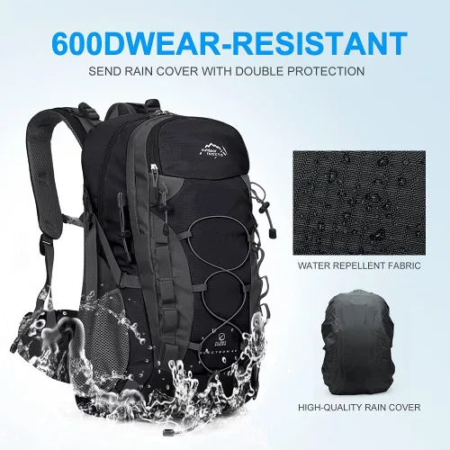 Miniatura 6 de INOXTO Mochila de senderismo ligera 35L/40L Mochila de día de senderismo con cubierta impermeable contra lluvia para viajes, camping al aire libre